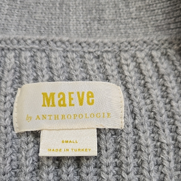 Anthropologie Maeve Gray Ribbed Cardigan Boho Minimalist Cool Girl S - Picture 3 of 12